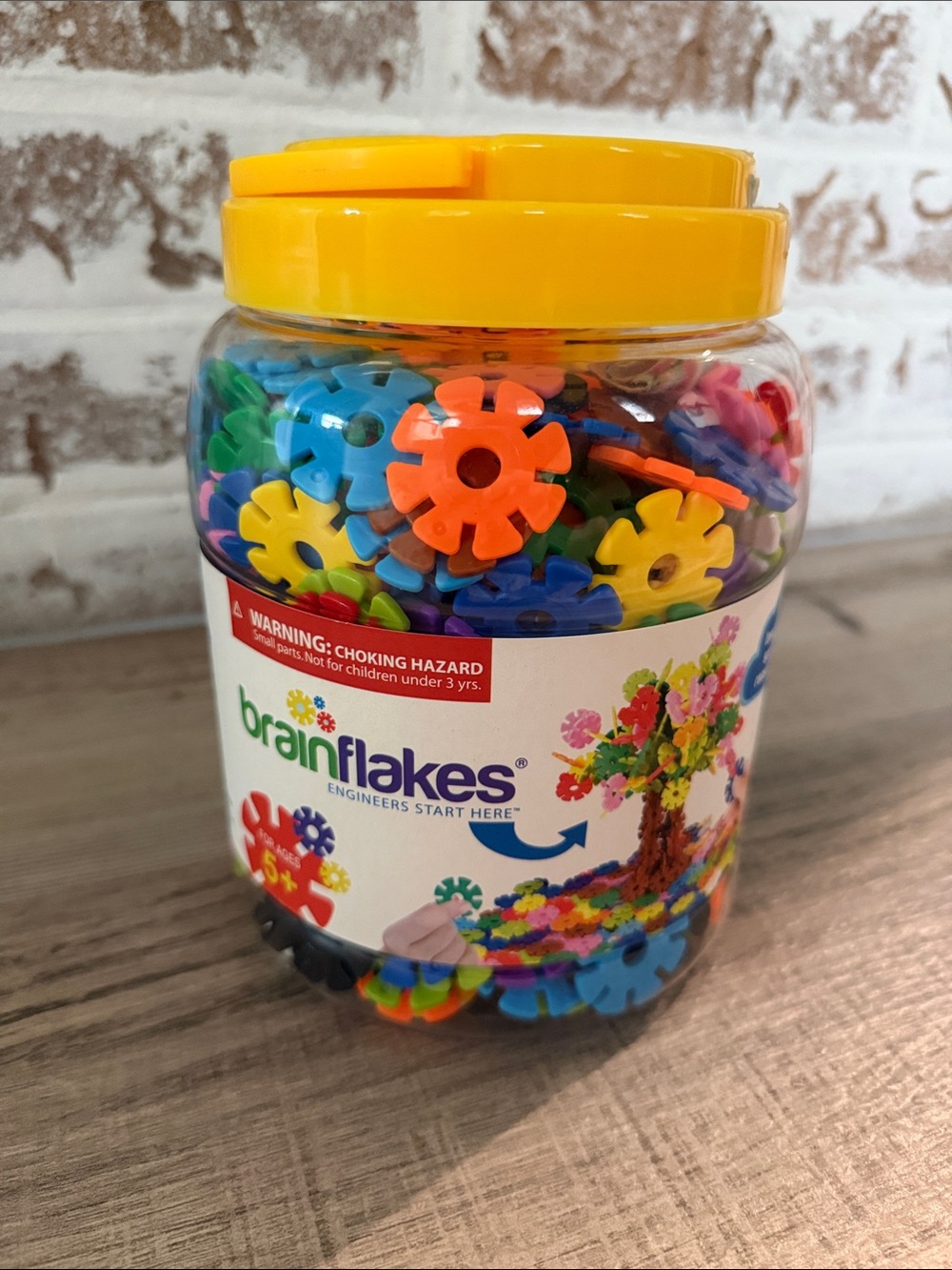 Brainflakes Multicolor Interlocking Discs with Yellow Lid - Kids Building Set